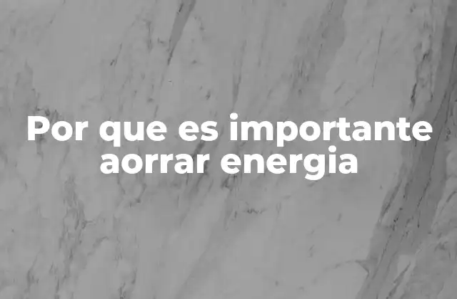 Por que es Importante Aorrar Energia