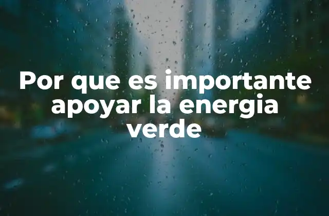 Por que es Importante Apoyar la Energia Verde