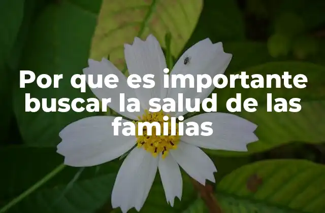 Por que es Importante Buscar la Salud de las Familias