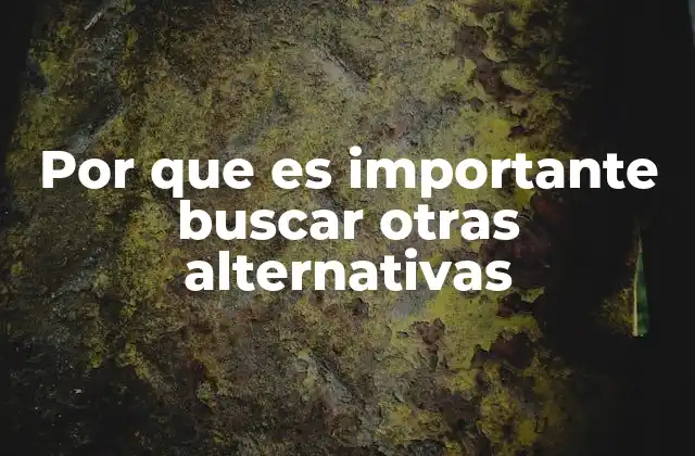 Por que es Importante Buscar Otras Alternativas