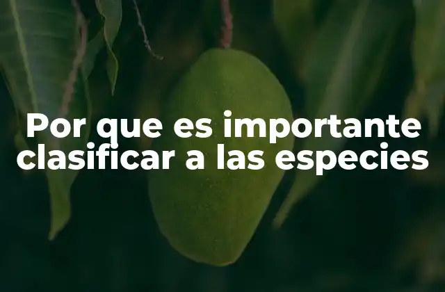 Por que es Importante Clasificar a las Especies