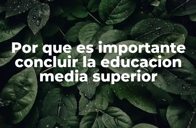 Por que es Importante Concluir la Educacion Media Superior