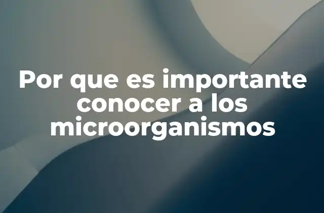 Por que es Importante Conocer a los Microorganismos