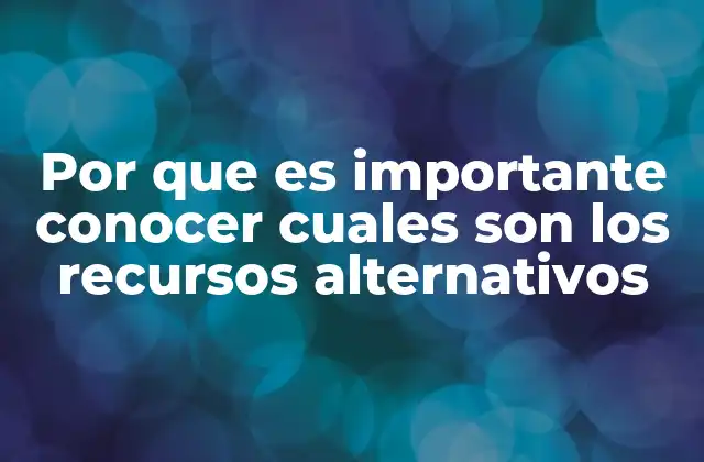Por que es Importante Conocer Cuales Son los Recursos Alternativos