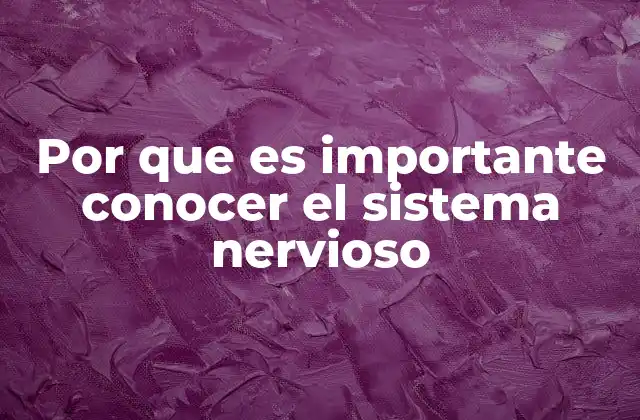 Por que es Importante Conocer el Sistema Nervioso