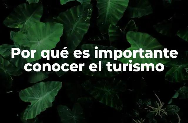 Por Qué es Importante Conocer el Turismo