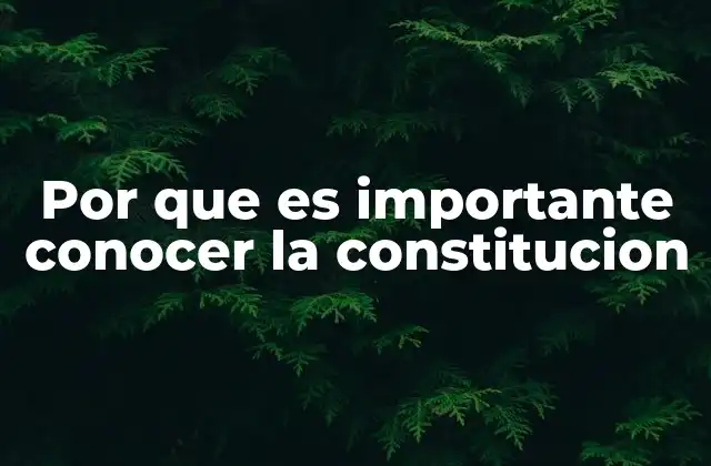 Por que es Importante Conocer la Constitucion