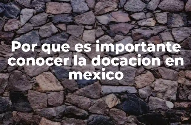Por que es Importante Conocer la Docacion en Mexico