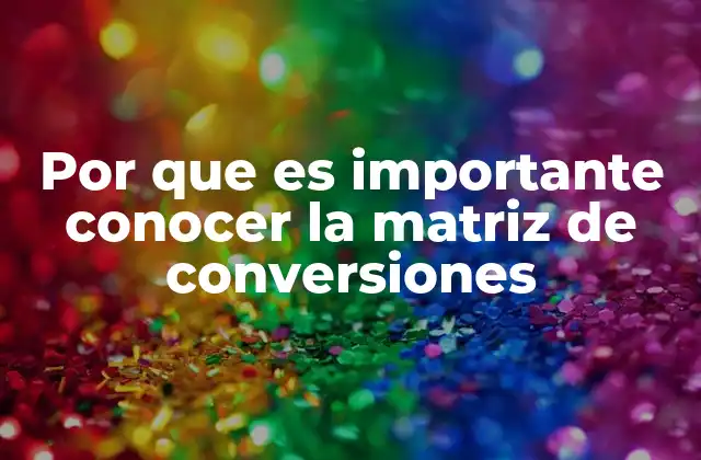 Por que es Importante Conocer la Matriz de Conversiones