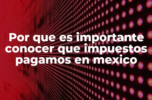 Por que es Importante Conocer que Impuestos Pagamos en Mexico