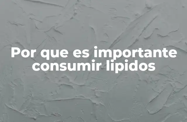 Por que es Importante Consumir Lipidos