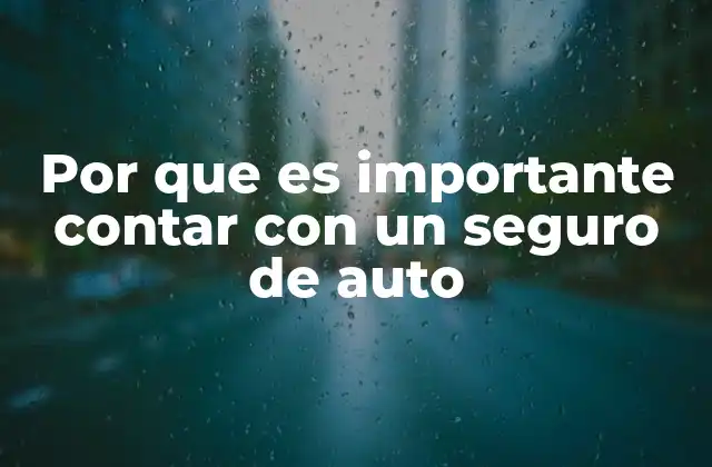 Por que es Importante Contar con un Seguro de Auto