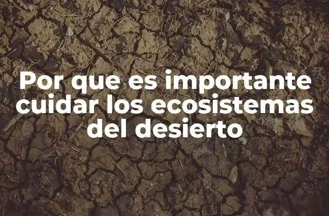 Por que es Importante Cuidar los Ecosistemas Del Desierto