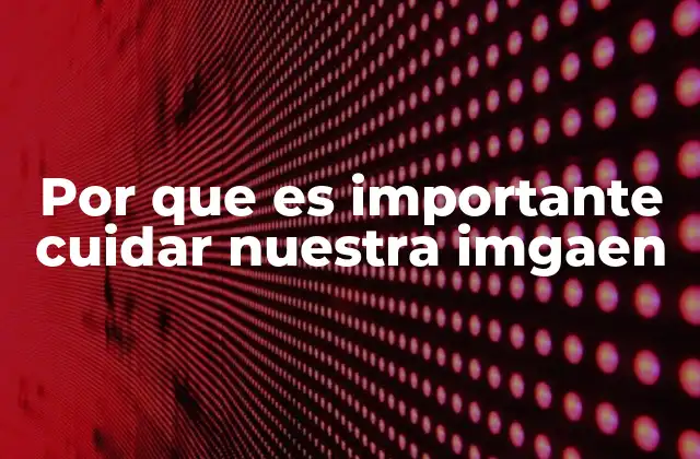 Por que es Importante Cuidar Nuestra Imgaen