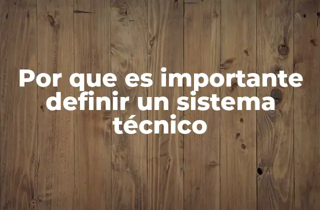 Por que es Importante Definir un Sistema Técnico