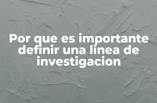 Por que es Importante Definir una Linea de Investigacion
