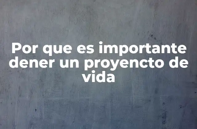 Por que es Importante Dener un Proyencto de Vida