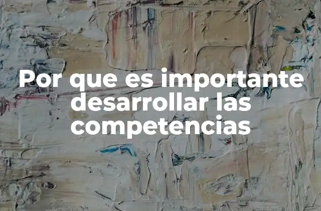 Por que es Importante Desarrollar las Competencias