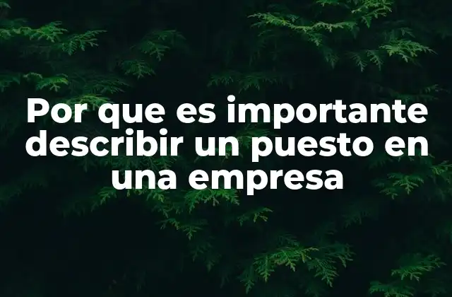 Por que es Importante Describir un Puesto en una Empresa