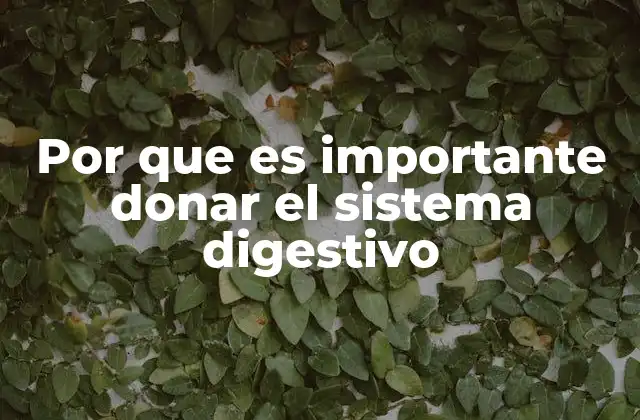 Por que es Importante Donar el Sistema Digestivo