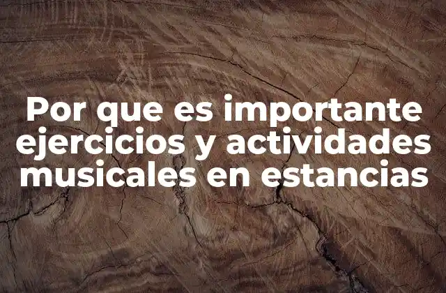 Por que es Importante Ejercicios y Actividades Musicales en Estancias