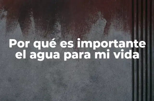 Por Qué es Importante el Agua para Mi Vida