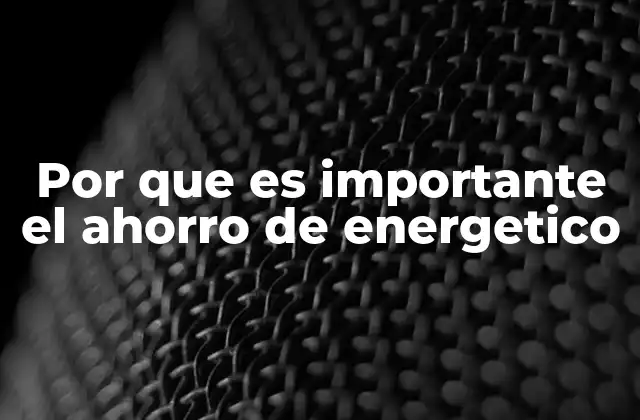 Por que es Importante el Ahorro de Energetico