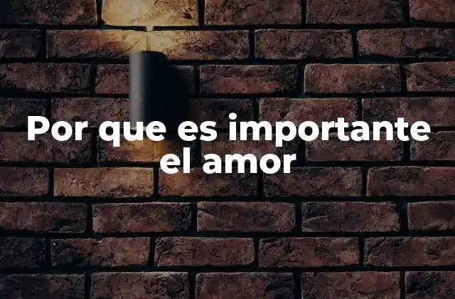 Por que es Importante el Amor