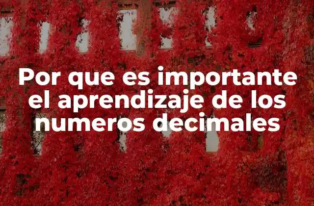 Por que es Importante el Aprendizaje de los Numeros Decimales