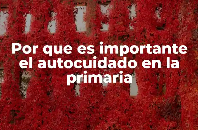 Por que es Importante el Autocuidado en la Primaria