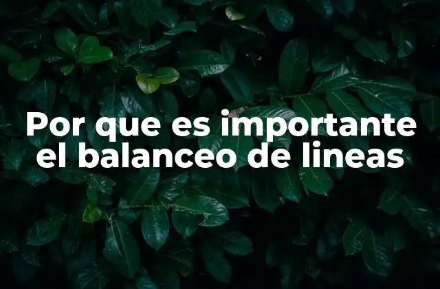 Por que es Importante el Balanceo de Lineas