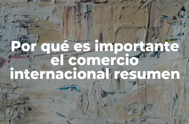 Por Qué es Importante el Comercio Internacional Resumen