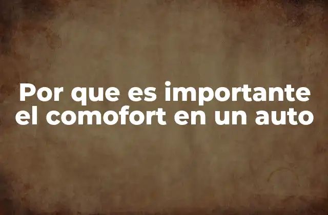 Por que es Importante el Comofort en un Auto