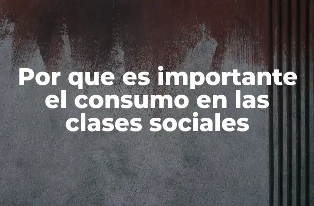 Por que es Importante el Consumo en las Clases Sociales