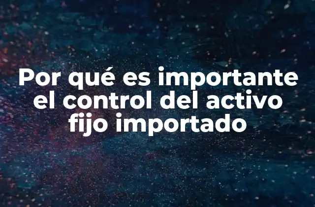Por Qué es Importante el Control Del Activo Fijo Importado