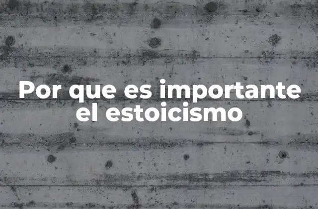 Por que es Importante el Estoicismo