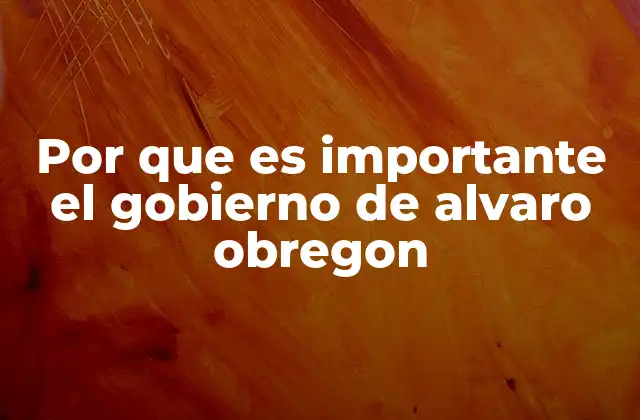 Por que es Importante el Gobierno de Alvaro Obregon
