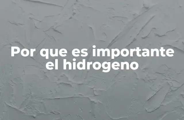 Por que es Importante el Hidrogeno