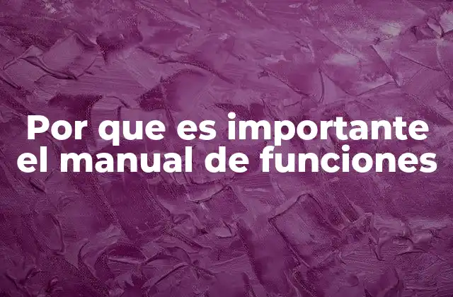 Por que es Importante el Manual de Funciones