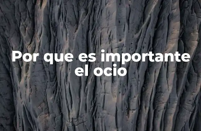 Por que es Importante el Ocio