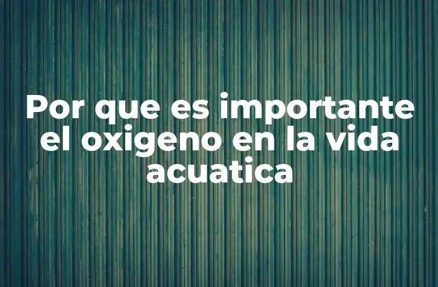 Por que es Importante el Oxigeno en la Vida Acuatica