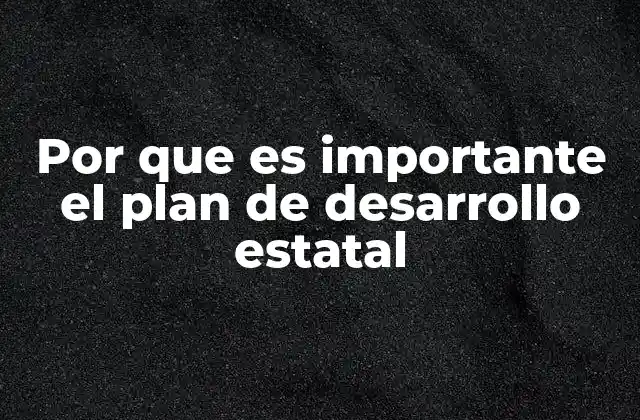Por que es Importante el Plan de Desarrollo Estatal
