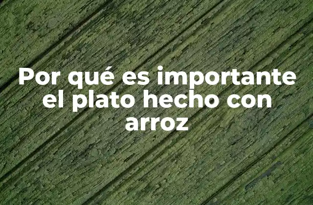 Por Qué es Importante el Plato Hecho con Arroz