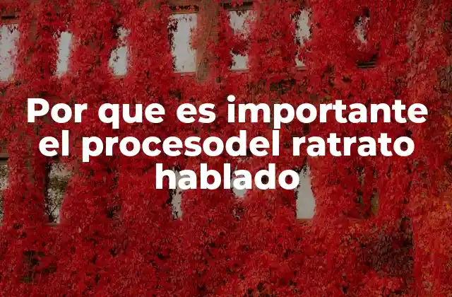 Por que es Importante el Procesodel Ratrato Hablado