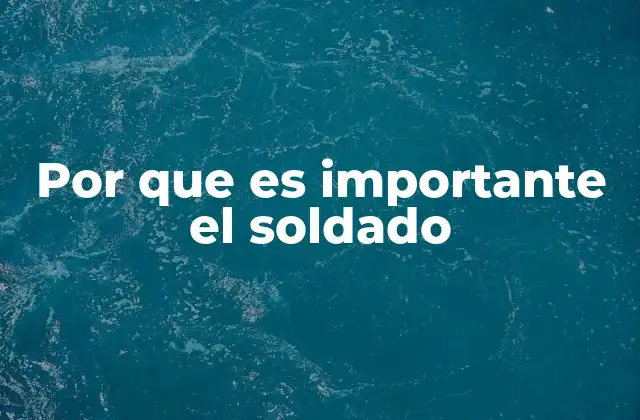 Por que es Importante el Soldado