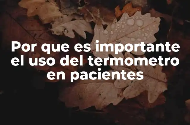 Por que es Importante el Uso Del Termometro en Pacientes