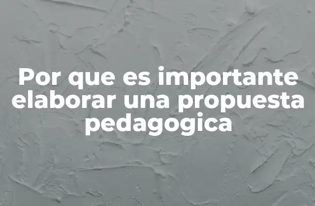 Por que es Importante Elaborar una Propuesta Pedagogica