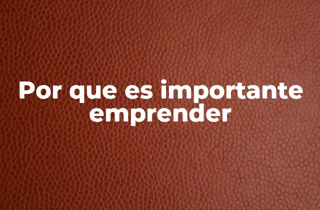 Por que es Importante Emprender