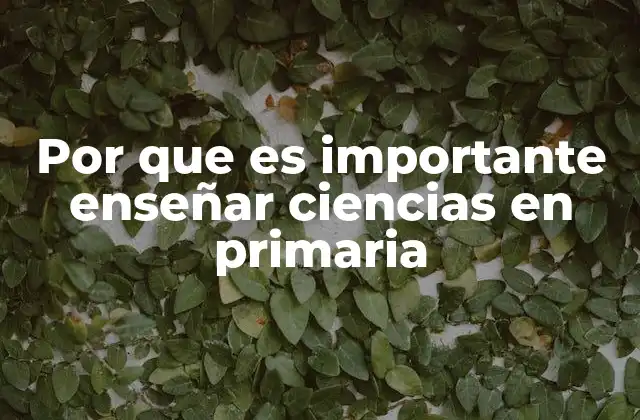 Por que es Importante Enseñar Ciencias en Primaria