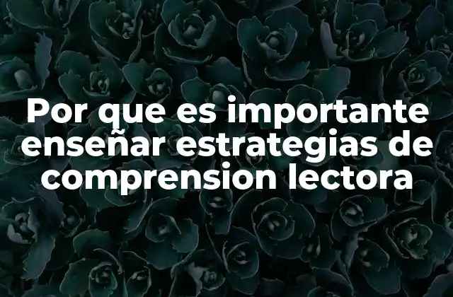 Por que es Importante Enseñar Estrategias de Comprension Lectora